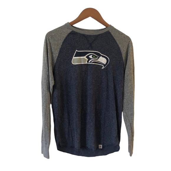 Women's Majestic Navy Seattle Seahawks Three-Quarter Sleeve T-Shirt Size Small - Picture 2 of 9